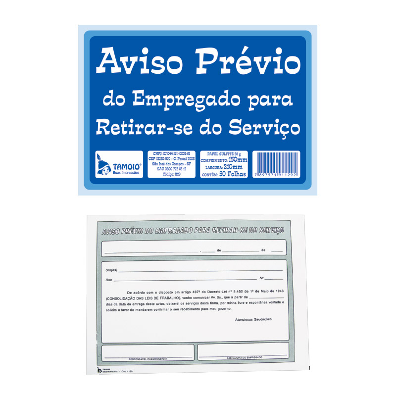 AVISO PR�VIO PARA RETIRAR-SE COM 50 FOLHAS 1129