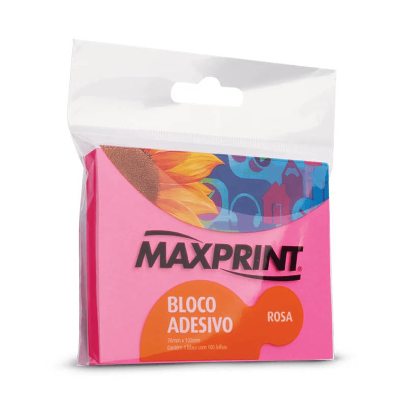BLOCO ADESIVO 76X102 ROSA 100F 743416