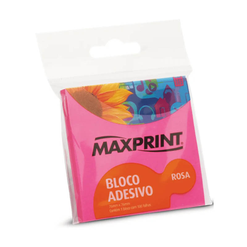 BLOCO ADESIVO 76X76 ROSA 100F 743363