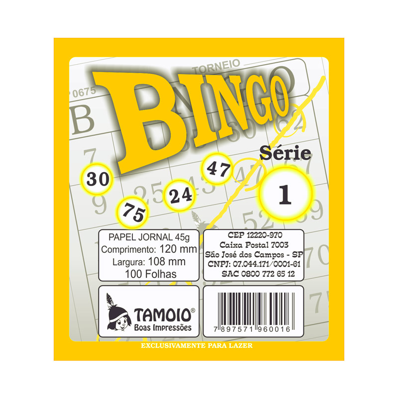 BLOCO BINGO AMARELO COM 100 FOLHAS 6005