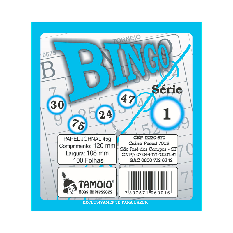 BLOCO BINGO AZUL COM 100 FOLHAS 6002