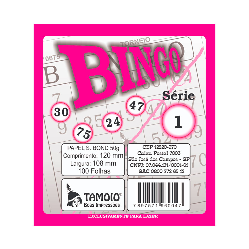 BLOCO BINGO ROSA COM 100 FOLHAS 6004