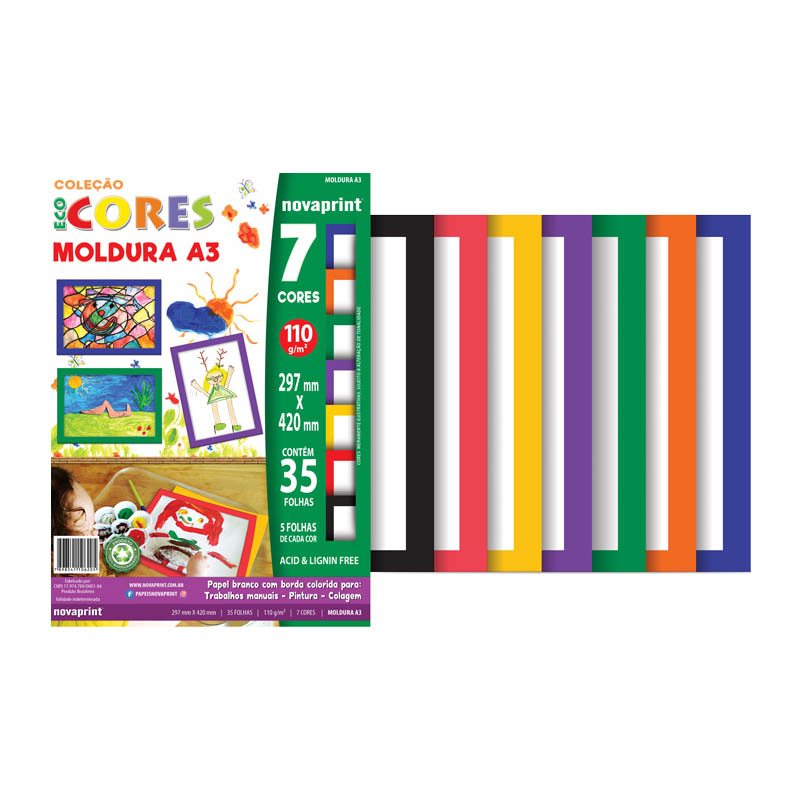 BLOCO ECOCORES MOLDURA A3 7 CORES 35 FOLHAS