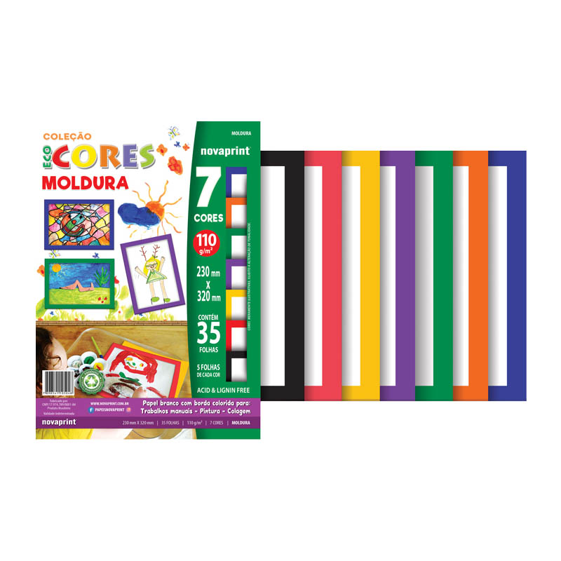 BLOCO ECOCORES MOLDURA A4 7 CORES 35 FOLHAS