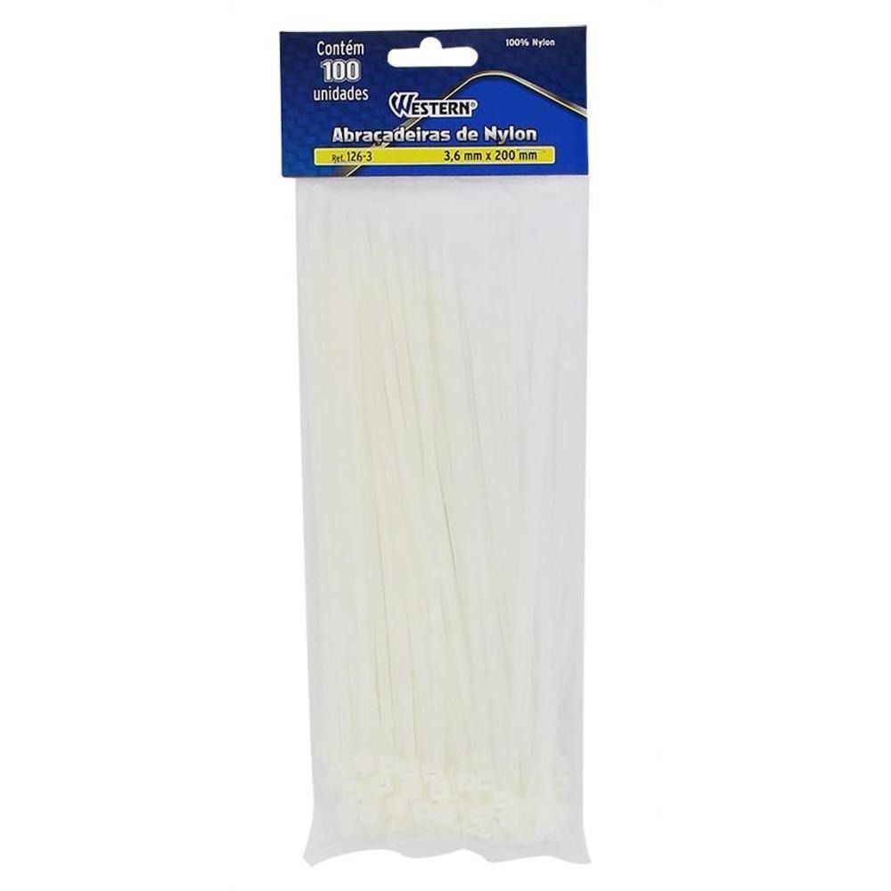 ABRACADEIRA NYLON 200MM BRANCA C/100UN  