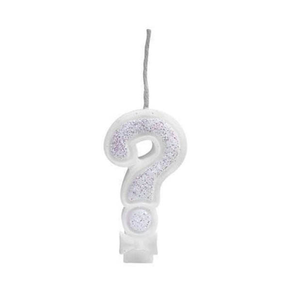 VELA INTERROGA��O BRANCA C/GLITTER